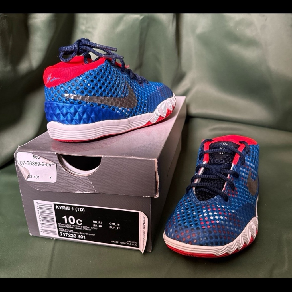Nike Kids Kyrie 1 Blue Red Sneakers 10c Rare Find Rare Rare